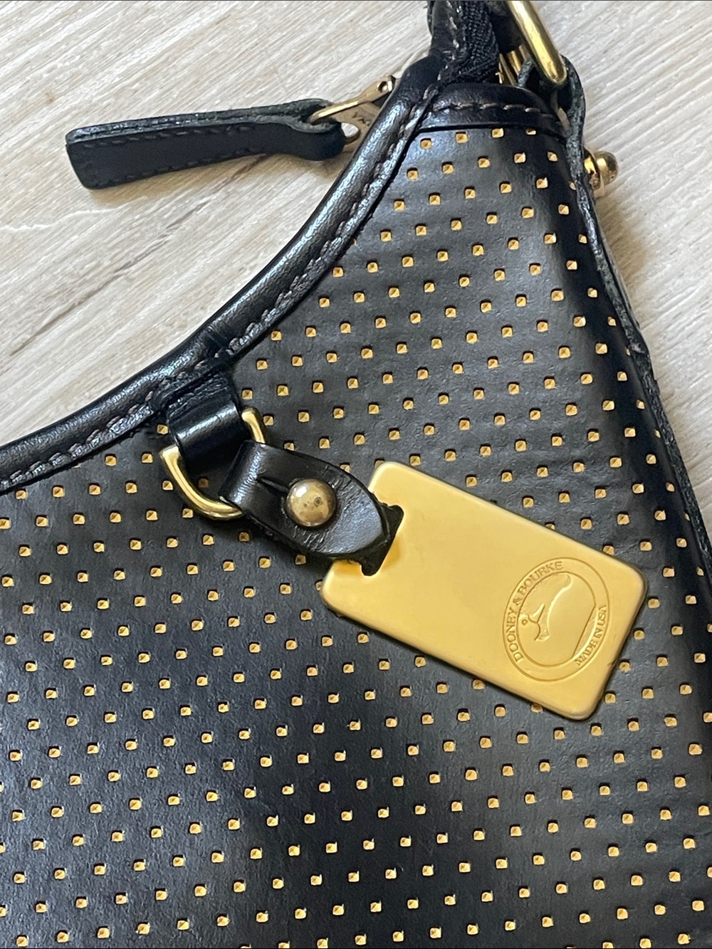 Dooney & Bourke Black Perforated Leather Shoulder Bag